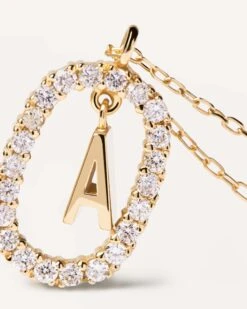 Diamonds And Gold Letter A Necklace -Fashion Accessories 3 CO05 006 U alt2 scaled