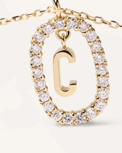 Diamonds And Gold Letter C Necklace -Fashion Accessories 3 CO05 008 U alt2 scaled