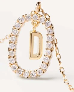Diamonds And Gold Letter D Necklace -Fashion Accessories 3 CO05 009 U alt2 scaled