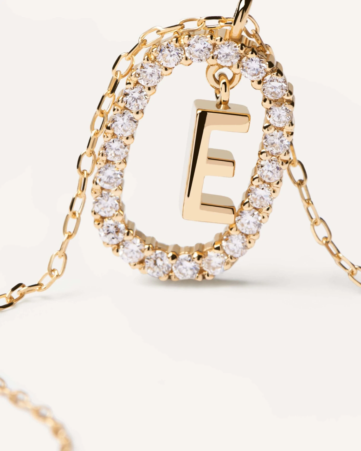 Diamonds And Gold Letter E Necklace 3 Diamonds And Gold Letter E Necklace - Image 3