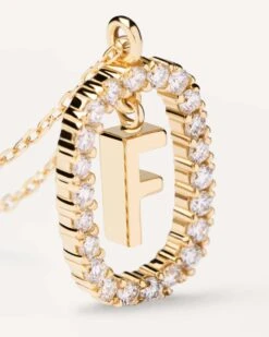 Diamonds And Gold Letter F Necklace -Fashion Accessories 3 CO05 011 U alt2 scaled