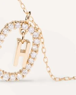 Diamonds And Gold Letter H Necklace -Fashion Accessories 3 CO05 013 U alt2 scaled