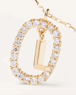 Diamonds And Gold Letter L Necklace -Fashion Accessories 3 CO05 017 U alt2 scaled