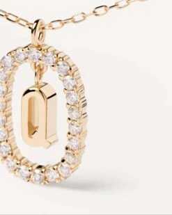 Diamonds And Gold Letter Q Necklace -Fashion Accessories 3 CO05 022 U alt2 scaled