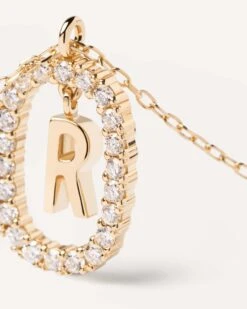 Diamonds And Gold Letter R Necklace -Fashion Accessories 3 CO05 023 U alt2 scaled