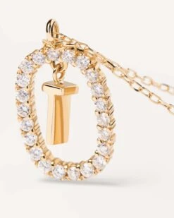 Diamonds And Gold Letter T Necklace -Fashion Accessories 3 CO05 025 U alt2 scaled