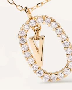 Diamonds And Gold Letter V Necklace 11 Diamonds And Gold Letter V Necklace -Fashion Accessories 3 CO05 027 U alt2 scaled