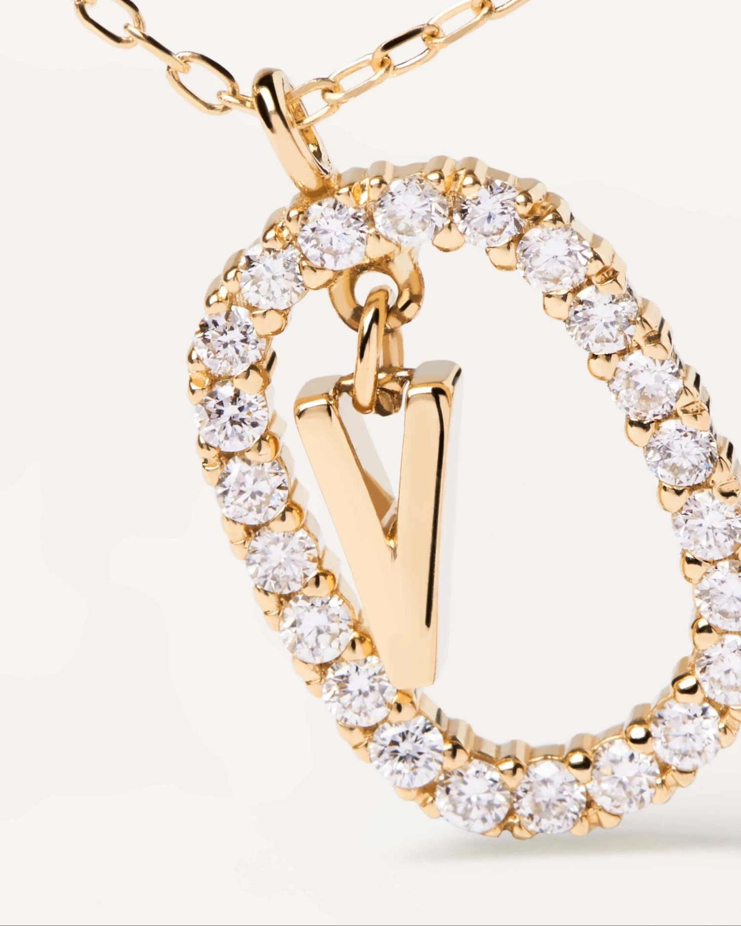 Diamonds And Gold Letter V Necklace 3 Diamonds And Gold Letter V Necklace - Image 3
