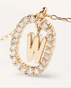 Diamonds And Gold Letter W Necklace -Fashion Accessories 3 CO05 028 U alt2 scaled