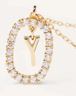 Diamonds And Gold Letter Y Necklace -Fashion Accessories 3 CO05 030 U alt2 scaled