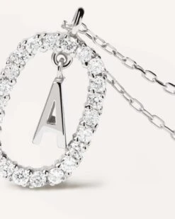 Diamonds And White Gold Letter A Necklace -Fashion Accessories 3 CO06 006 U alt1 scaled