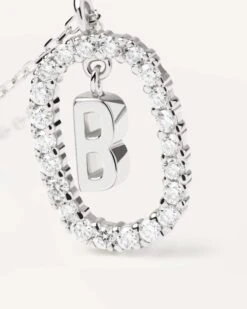 Diamonds And White Gold Letter B Necklace -Fashion Accessories 3 CO06 007 U alt1 scaled