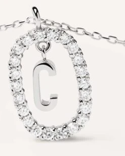 Diamonds And White Gold Letter C Necklace -Fashion Accessories 3 CO06 008 U alt2 scaled