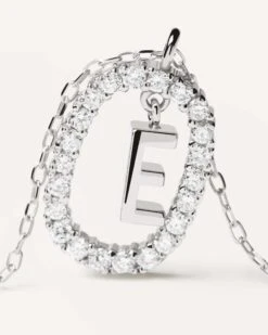 Diamonds And White Gold Letter E Necklace 12 Diamonds And White Gold Letter E Necklace -Fashion Accessories 3 CO06 010 U alt2 scaled