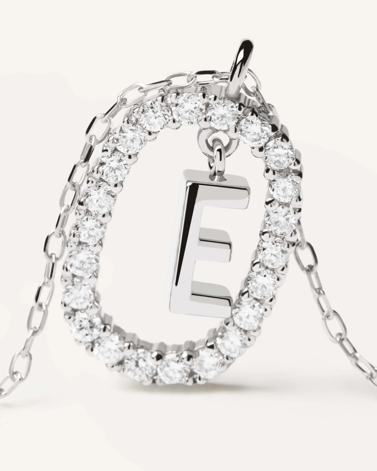 Diamonds And White Gold Letter E Necklace 3 Diamonds And White Gold Letter E Necklace - Image 3