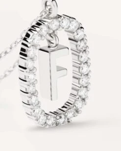 Diamonds And White Gold Letter F Necklace -Fashion Accessories 3 CO06 011 U alt1 scaled