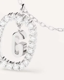 Diamonds And White Gold Letter G Necklace -Fashion Accessories 3 CO06 012 U alt2 scaled