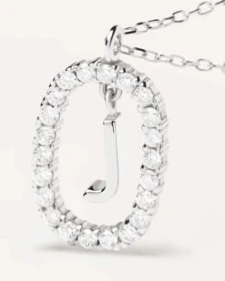 Diamonds And White Gold Letter J Necklace 11 Diamonds And White Gold Letter J Necklace -Fashion Accessories 3 CO06 015 U alt2 scaled