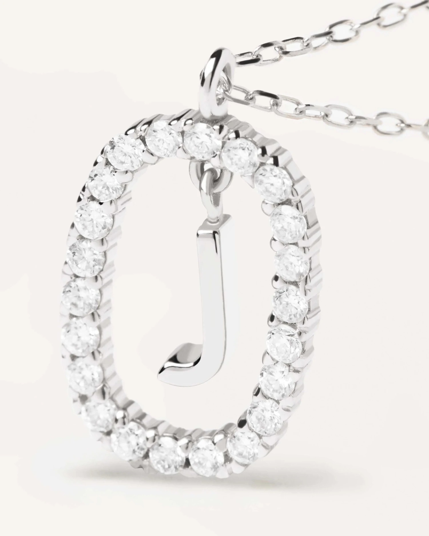 Diamonds And White Gold Letter J Necklace 3 Diamonds And White Gold Letter J Necklace - Image 3