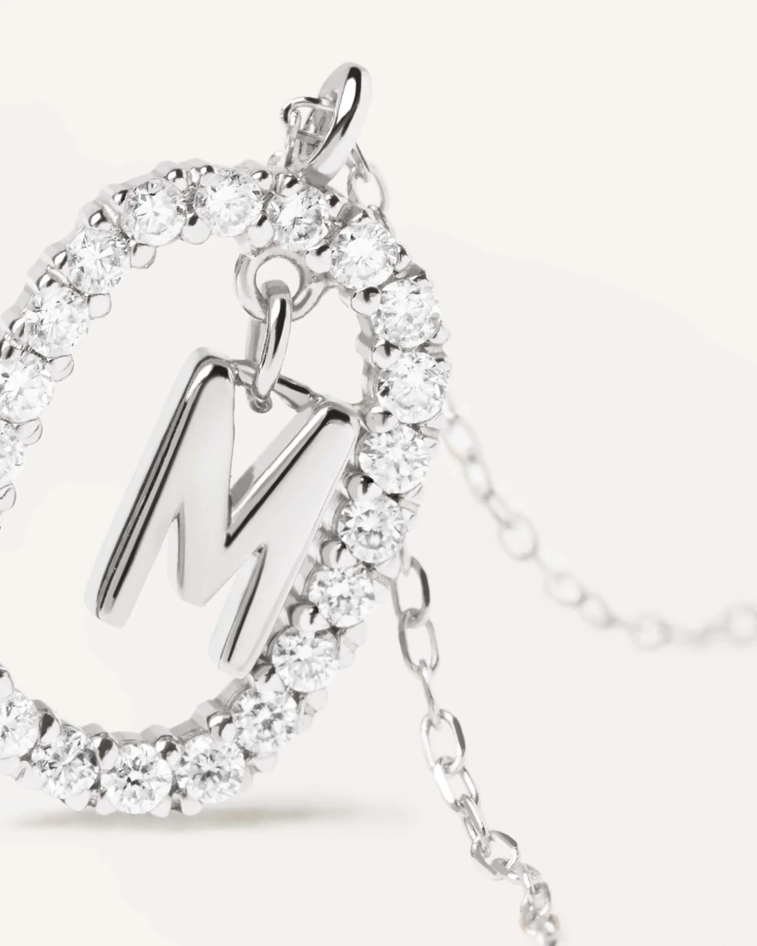 Diamonds And White Gold Letter M Necklace 3 Diamonds And White Gold Letter M Necklace - Image 3