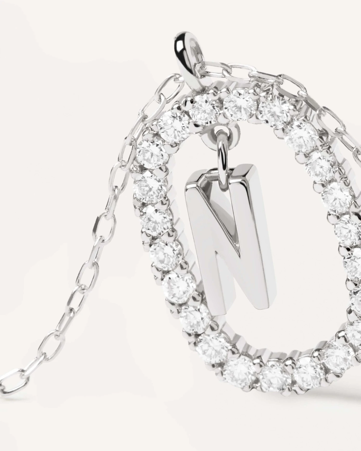 Diamonds And White Gold Letter N Necklace 3 Diamonds And White Gold Letter N Necklace - Image 3