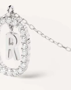 Diamonds And White Gold Letter R Necklace -Fashion Accessories 3 CO06 023 U alt2 scaled