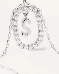Diamonds And White Gold Letter S Necklace -Fashion Accessories 3 CO06 024 U alt2 scaled