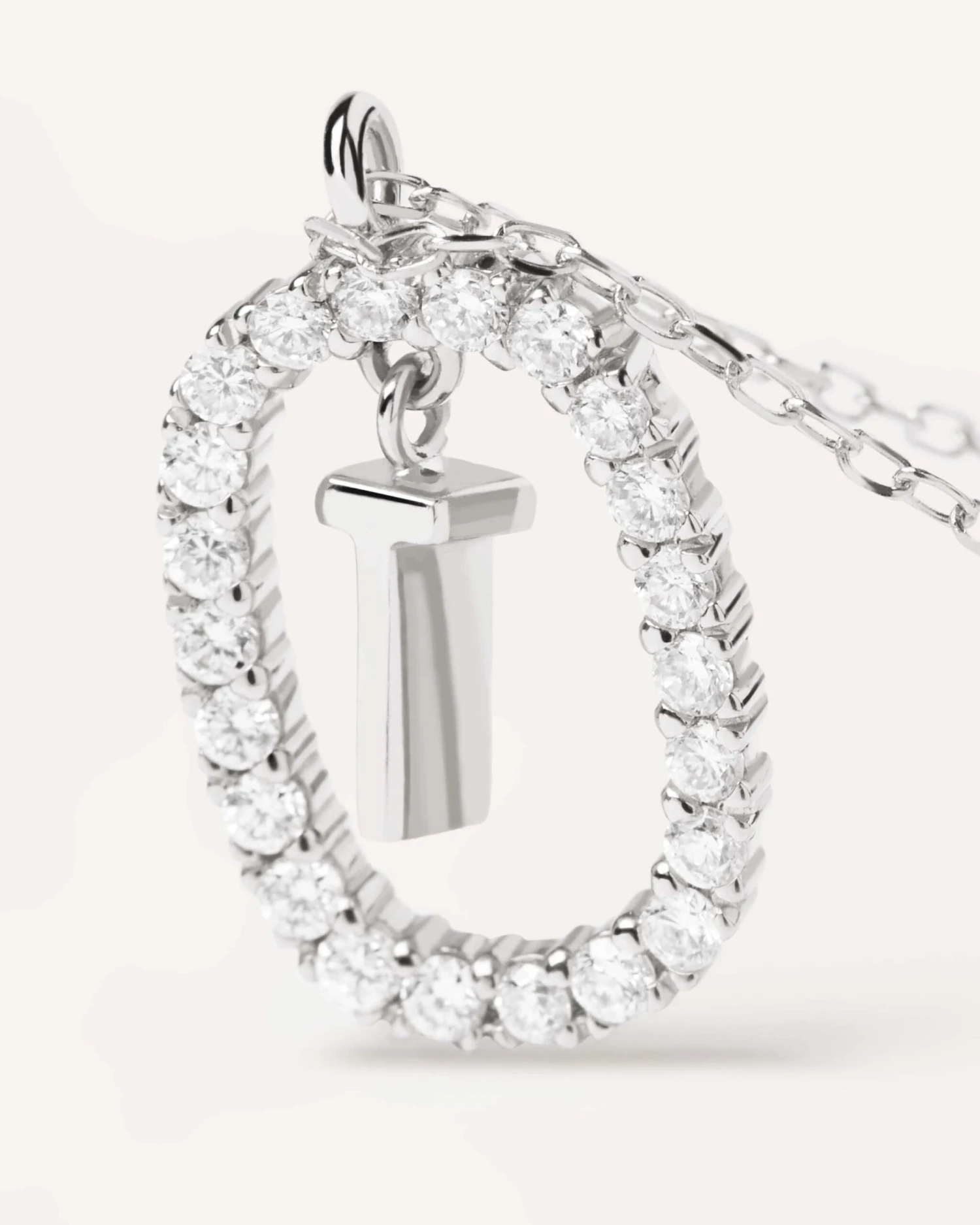 Diamonds And White Gold Letter T Necklace 3 Diamonds And White Gold Letter T Necklace - Image 3