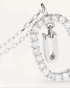 Diamonds And White Gold Letter U Necklace 11 Diamonds And White Gold Letter U Necklace -Fashion Accessories 3 CO06 026 U alt2 scaled
