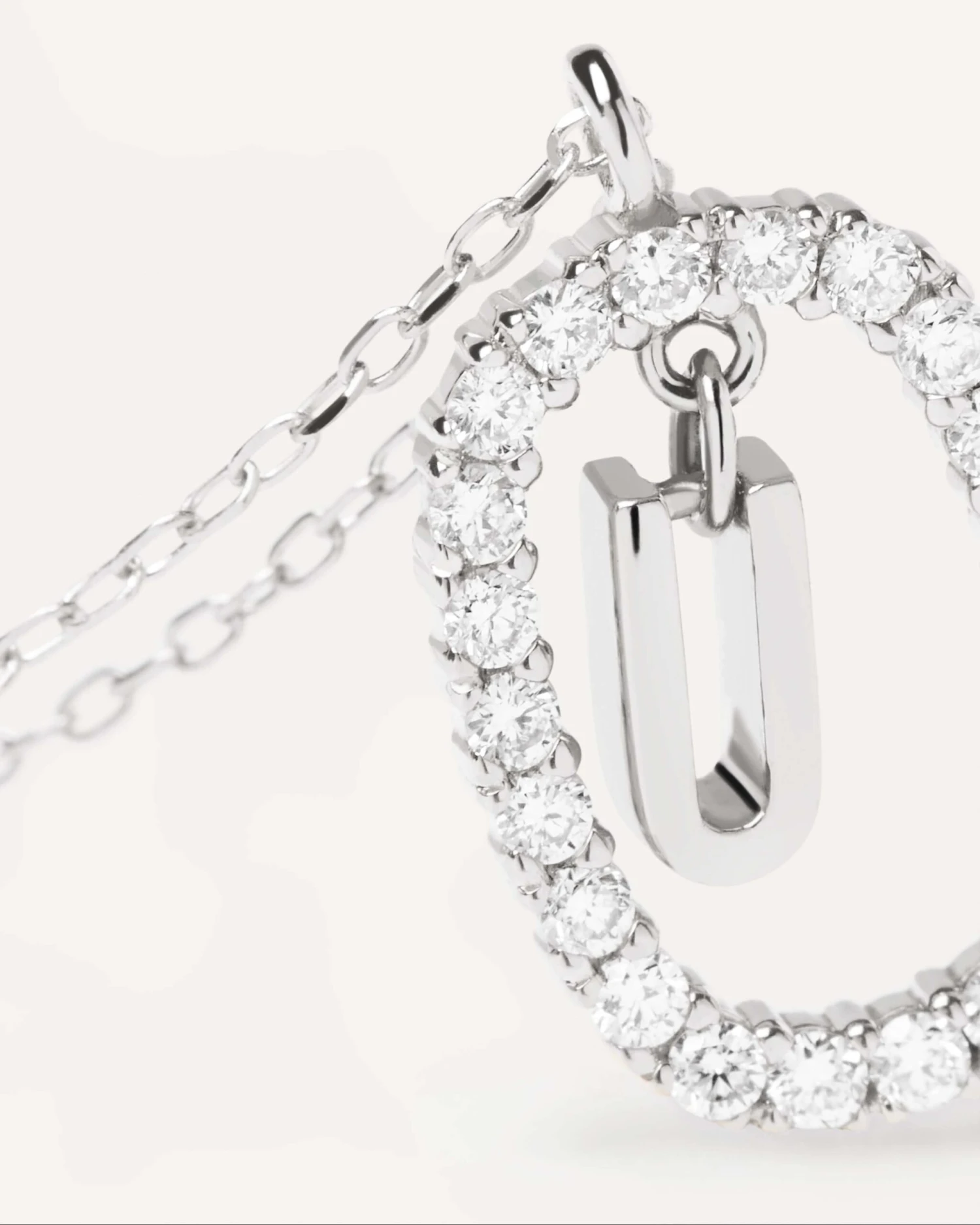 Diamonds And White Gold Letter U Necklace 3 Diamonds And White Gold Letter U Necklace - Image 3