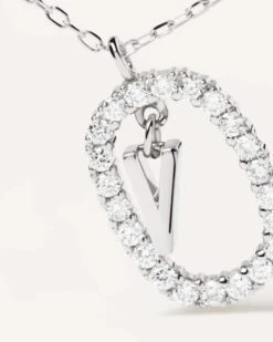 Diamonds And White Gold Letter V Necklace -Fashion Accessories 3 CO06 027 U alt2 scaled