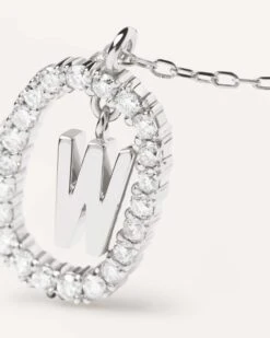 Diamonds And White Gold Letter W Necklace -Fashion Accessories 3 CO06 028 U alt2 scaled