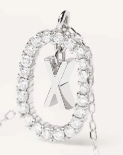 Diamonds And White Gold Letter X Necklace 11 Diamonds And White Gold Letter X Necklace -Fashion Accessories 3 CO06 029 U alt2 scaled