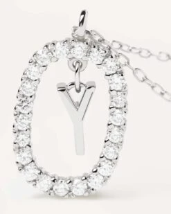 Diamonds And White Gold Letter Y Necklace -Fashion Accessories 3 CO06 030 U alt2 scaled