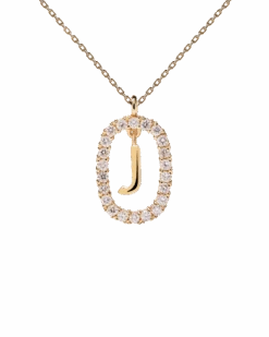 Diamonds And Gold Letter J Necklace -Fashion Accessories 4 CO05 015 U scaled