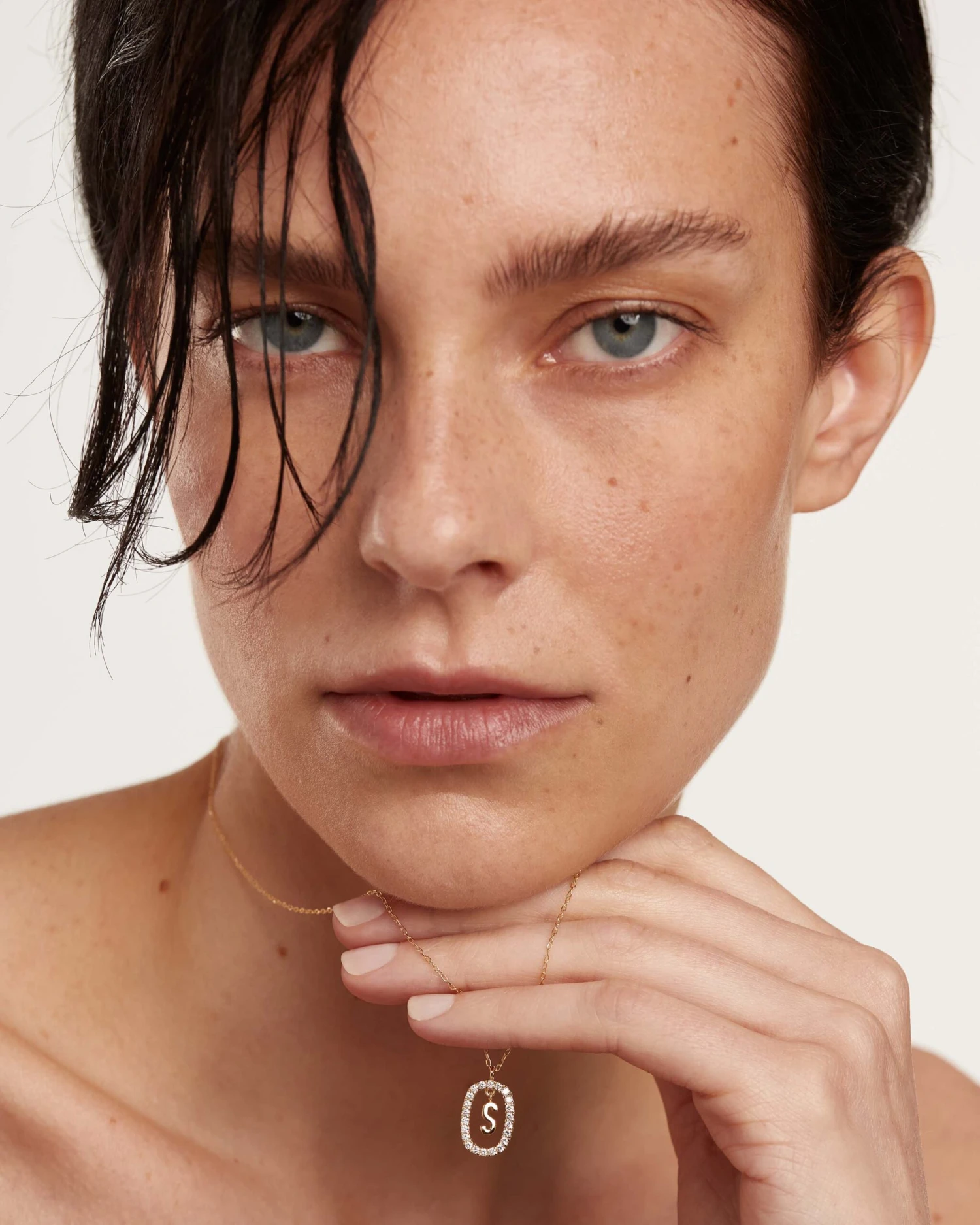 Diamonds And Gold Letter S Necklace 4 Diamonds And Gold Letter S Necklace - Image 4