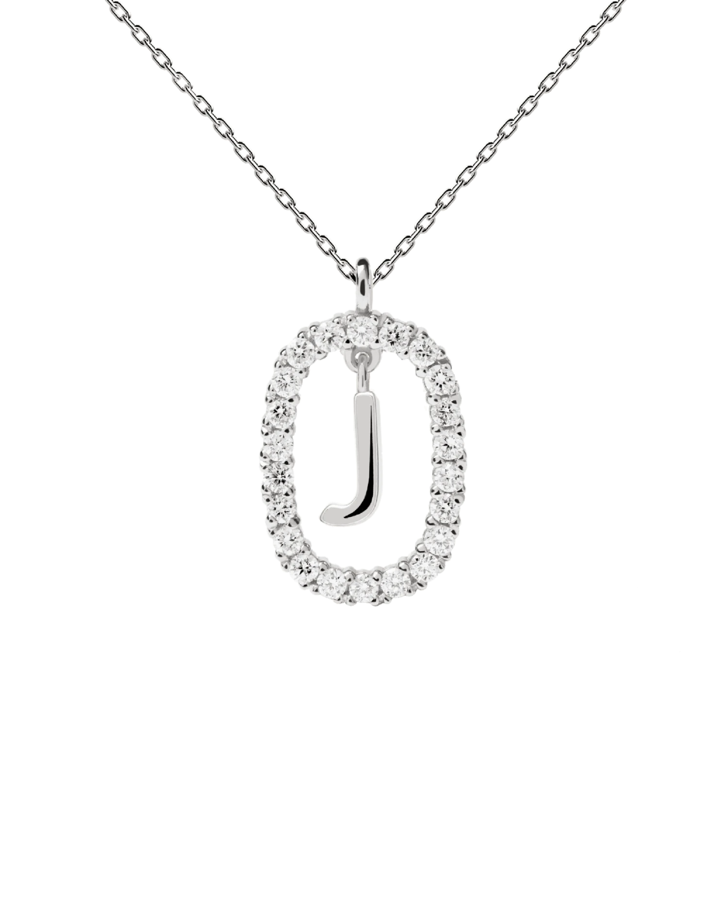 Diamonds And White Gold Letter J Necklace 4 Diamonds And White Gold Letter J Necklace - Image 4