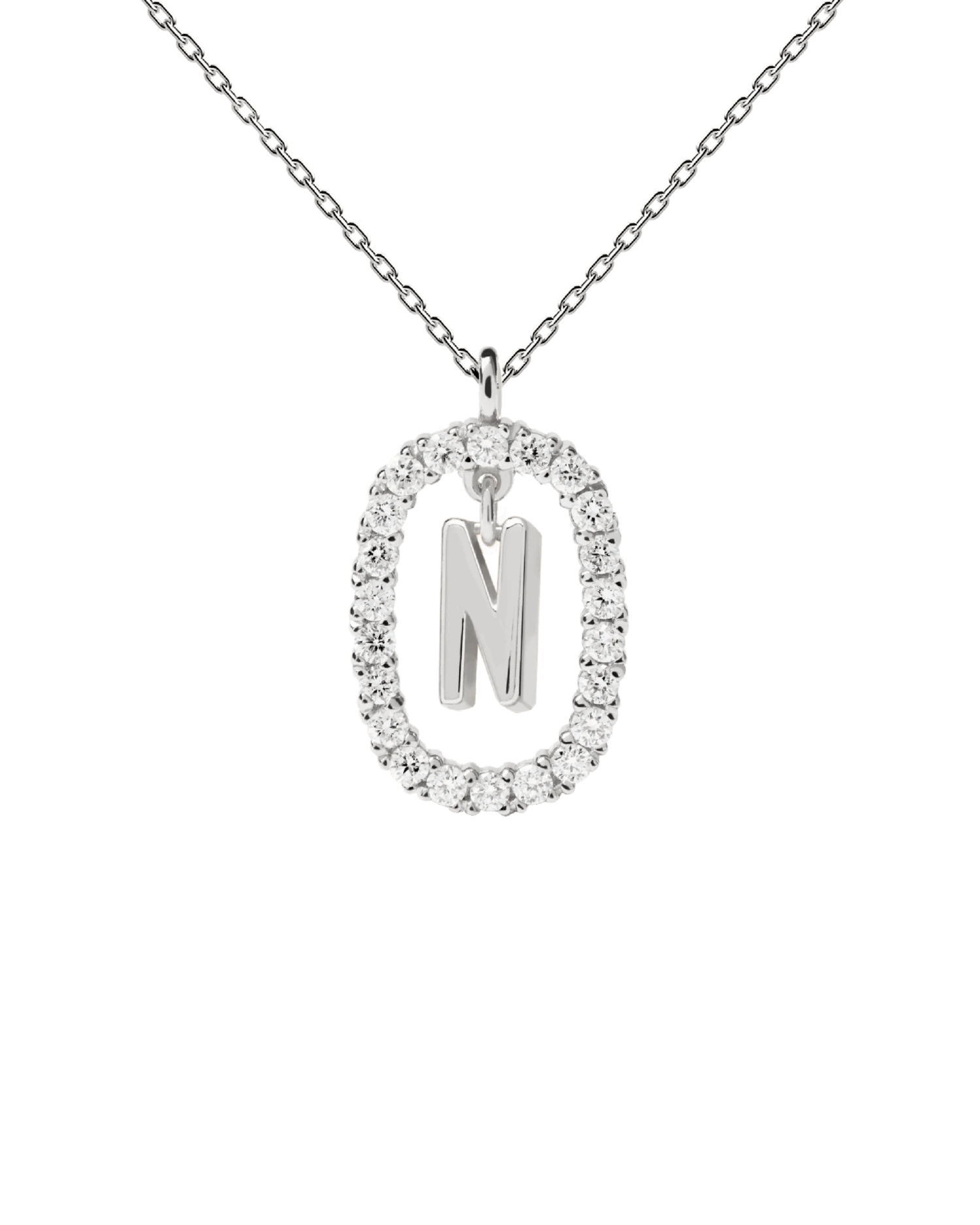 Diamonds And White Gold Letter N Necklace 4 Diamonds And White Gold Letter N Necklace - Image 4