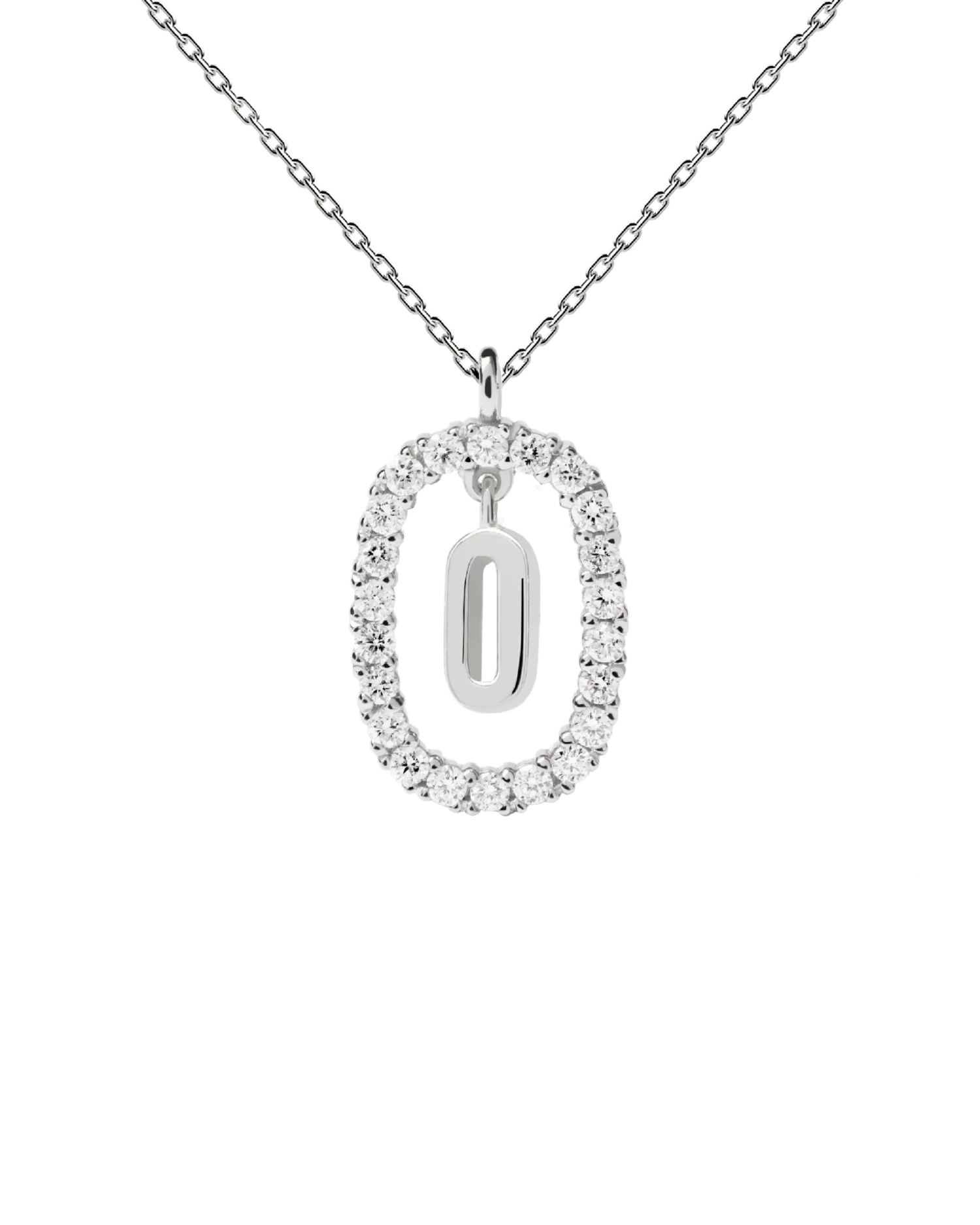 Diamonds And White Gold Letter O Necklace 4 Diamonds And White Gold Letter O Necklace - Image 4