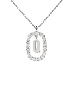 Diamonds And White Gold Letter Q Necklace -Fashion Accessories 4 CO06 022 U scaled