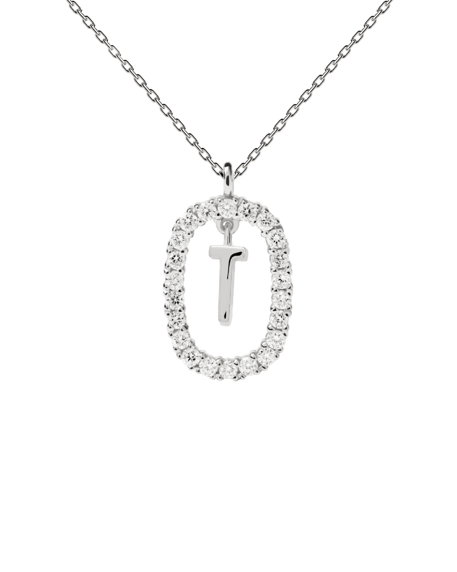 Diamonds And White Gold Letter T Necklace 4 Diamonds And White Gold Letter T Necklace - Image 4