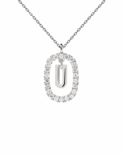 Diamonds And White Gold Letter U Necklace 12 Diamonds And White Gold Letter U Necklace -Fashion Accessories 4 CO06 026 U scaled