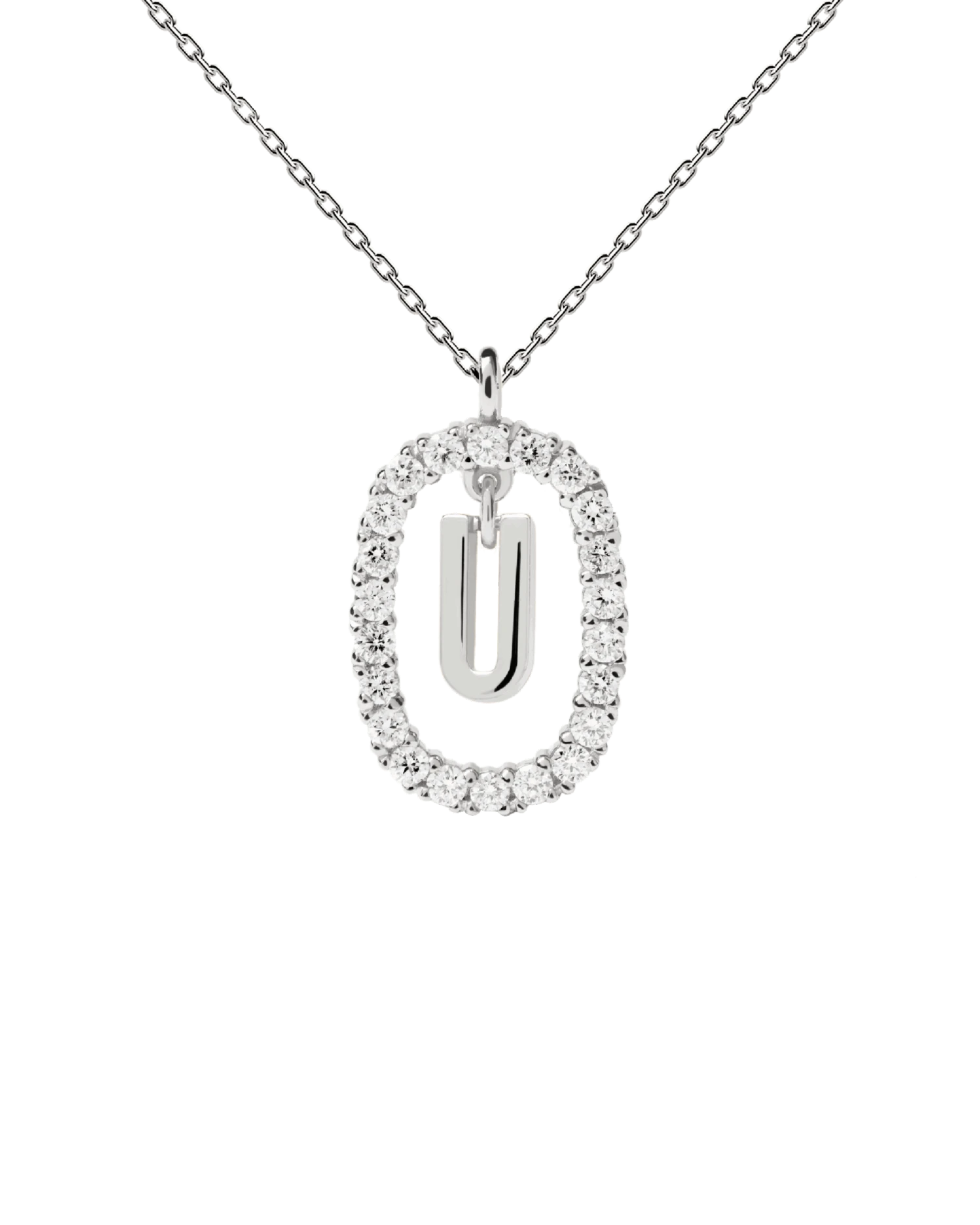 Diamonds And White Gold Letter U Necklace 4 Diamonds And White Gold Letter U Necklace - Image 4