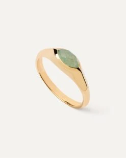 Green Aventurine Nomad Stamp Ring -Fashion Accessories 5 AN01 A47 alt1 scaled