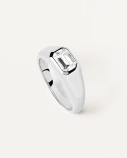 Octagon Shimmer Stamp Silver Ring -Fashion Accessories 5 AN02 985 U alt1 scaled