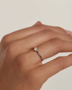 Diamonds And White Gold Solitaire Medium Ring -Fashion Accessories 5 AN06 012 2 scaled