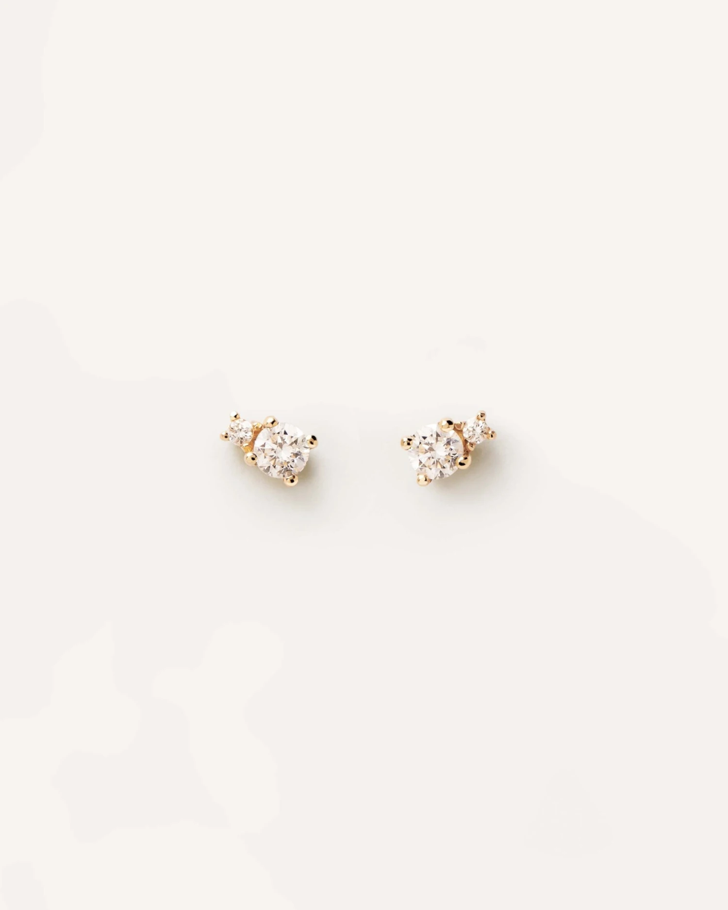 Diamonds And Gold Solitaire Duo Studs 1 Diamonds And Gold Solitaire Duo Studs