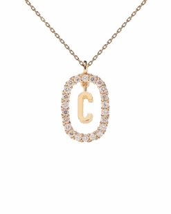 Diamonds And Gold Letter C Necklace -Fashion Accessories 5 CO05 008 U scaled