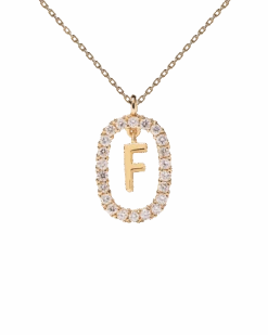 Diamonds And Gold Letter F Necklace -Fashion Accessories 5 CO05 011 U scaled