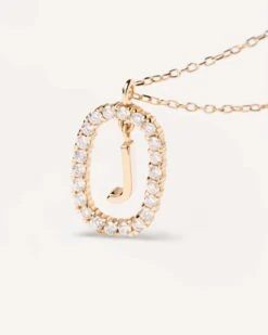 Diamonds And Gold Letter J Necklace -Fashion Accessories 5 CO05 015 U alt2 scaled